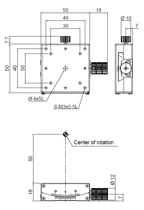 Manual Alpha-axis Goniometer Stage Mechanical Drawing