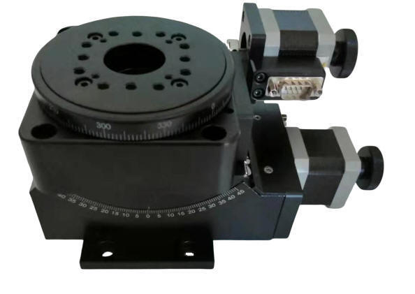 Dual-axis Stepper Motor Driven Pitch and Yaw Stage, Table Diameter: 100 mm