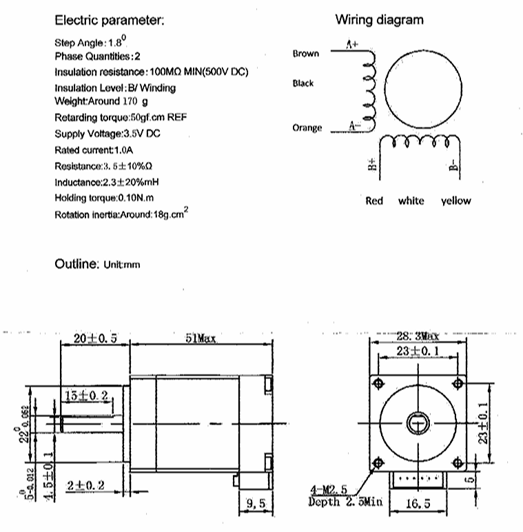 Size 28 Two-Phase Stepper Motor