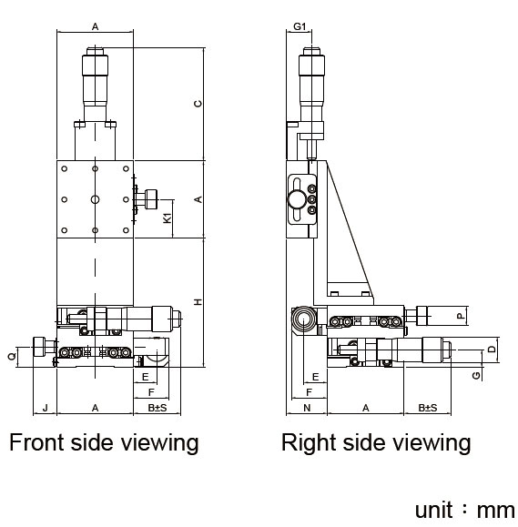 Manual Dual-axis Super Thin Linear Positioning Stage Mechanical Drawing