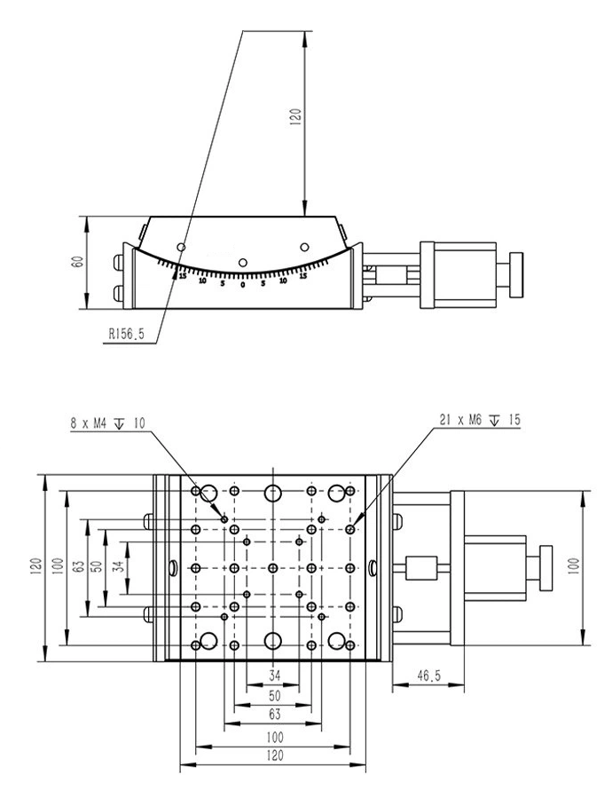 Dual-axis Alpha-Beta Stepper Motor Driven Goniometer Stage, Table Size 120 mm x 120 mm