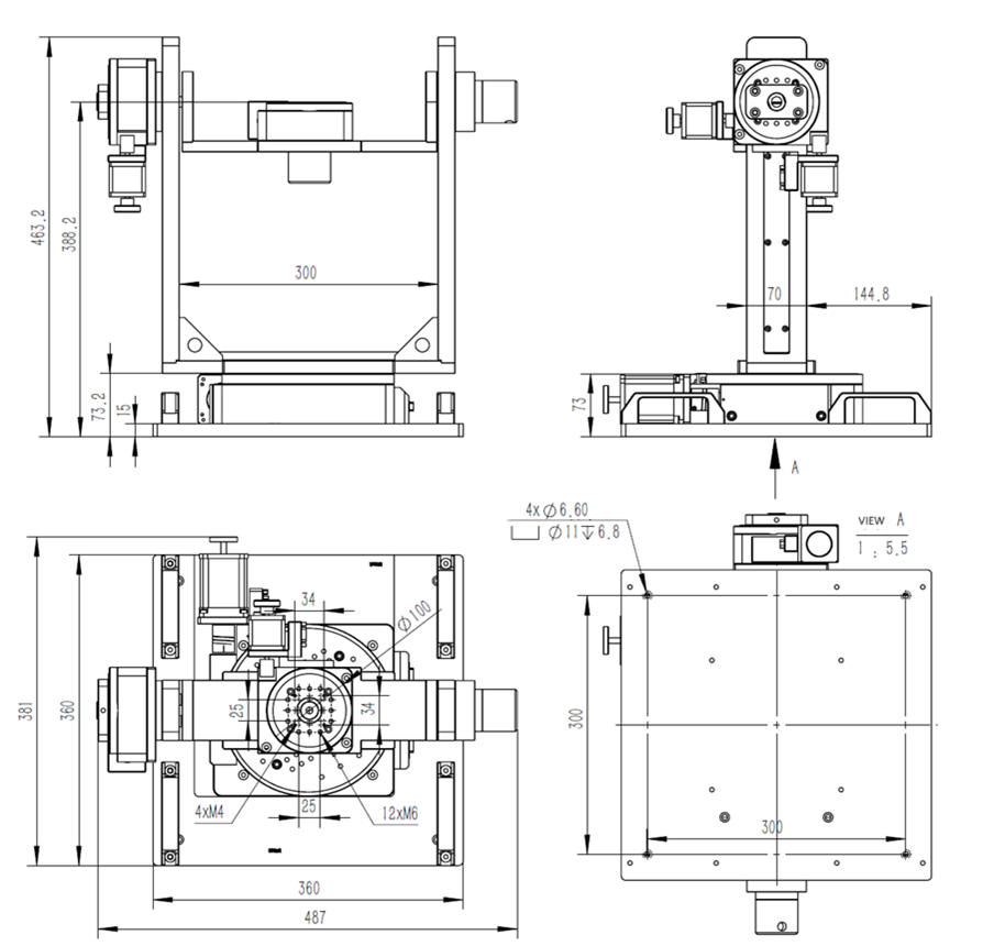 Stepper Motor Driven Three-axis Gimbal Mount, Azimuth, Elevation and Roll Axes (Yaw, Pitch and Roll Axes) 